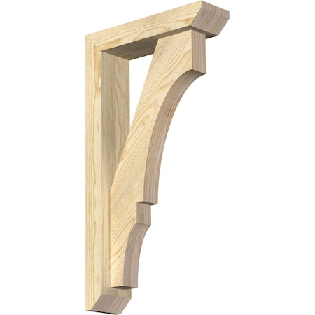 Ekena Millwork Balboa Slat Rough Sawn Bracket w/ Offset Brace, Douglas Fir, 4"W x 14"D x 26"H BKT0402X14X26BOA06RDF